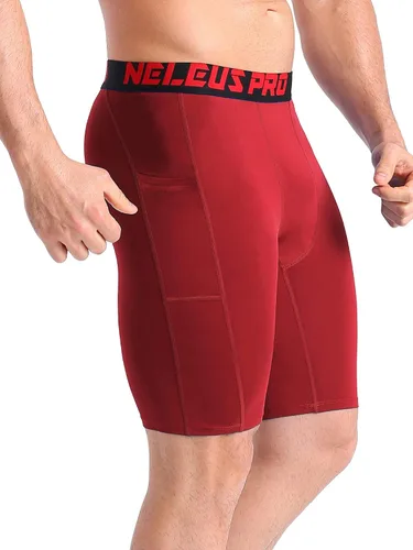 Vista 6 de NELEUS Paquete de 3 pantalones cortos de compresión para correr con bolsillos para hombre