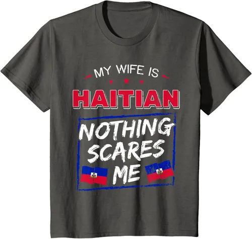 Vista 73 de My Wife Is Haitian Republic of Haiti Heritage Roots - Camiseta con bandera, Negro, S