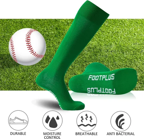 Vista 5 de FOOTPLUS Calcetines de béisbol y sóftbol, unisex, por encima de la rodilla, sólidos, deportivos, rugby, fútbol, regreso a casa