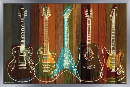 Vista 10 de Trends International Póster de pared de guitarras para pared, 14.725 x 22.375 pulgadas, versión enmarcada de madera de granero Versión enmarcada