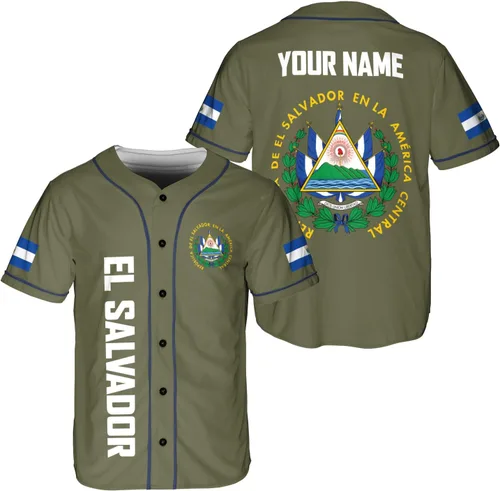 Vista 4 de Parvii Camiseta de béisbol personalizada de El Salvador Orgulloso, camiseta de El Salvador, camiseta de El Salvador, Jersey de El Salvador