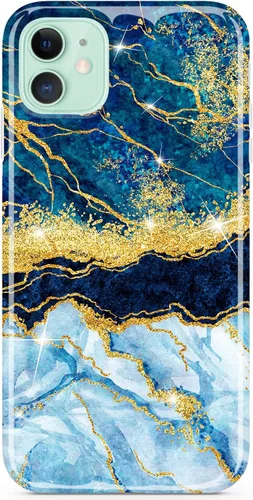 Vista 11 de Funda compatible con iPhone 11, diseño de mármol con purpurina dorada, delgada, a prueba de golpes, flexible, TPU suave, funda de silicona de goma