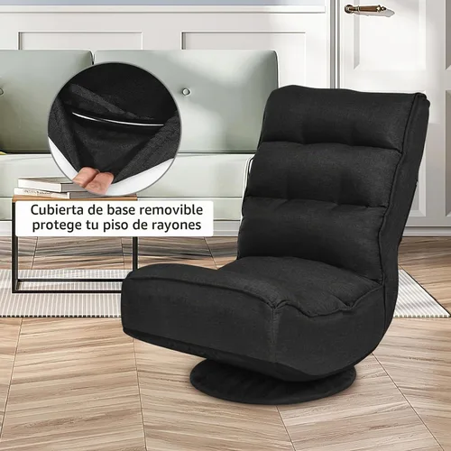 Vista 4 de ERGOMASTER Silla plegable reclinable para juegos con giro de 360 grados, 5 posiciones ajustables (negro)