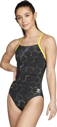 Vista 17 de Speedo Traje de baño de una pieza para niñas Endurance+ Flyback - colores de equipo sólidos para jóvenes Negro/Negro