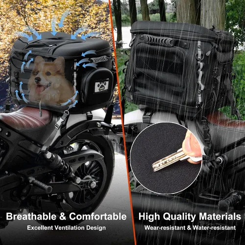 Vista 6 de Goldfire Transportador de motocicleta para perros y gatos, transportador portátil de mascotas para Street Glide Road King con portaequipajes o barra