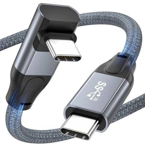 Vista 10 de Cable USB4 certificado para cable Thunderbolt 4, cable de transferencia de datos USB C en ángulo descendente de 40 Gbps, video de 90 grados 8K a