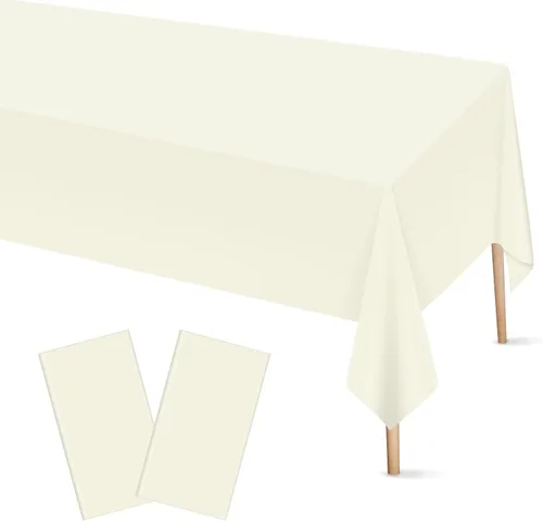Vista 26 de Mulbozy 2 piezas de mantel de plástico negro para mesa rectangular, 54 × 108 pulgadas, fundas desechables de mesa para fiestas negras