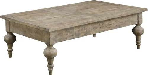 Vista 4 de Wallace & Bay Haynes - Mesa auxiliar gris de 52 pulgadas con dos cajones estilo tablón superior y patas torneadas