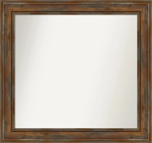 Vista 128 de Amanti Art Espejo de baño marrón para sobre fregadero, 26 x 26 pulgadas, espejo de tocador cuadrado marrón rústico Alexandria, marco de madera