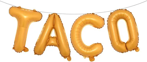 Vista 19 de Fiesta Party Balloons Supplies Taco Balloons Mexican Cinco De Mayo Party Decorations Mylar Foil Balloons Fiesta Party Decorations (L TACO Gold)