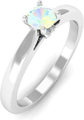 Vista 4 de Anillo de promesa de ópalo etíope auténtico, anillo solitario de ópalo etíope con diamante, anillo solitario de ópalo etíope de corte redondo