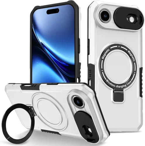 Vista 90 de Funda magnética para iPhone 11, soporte de anillo con ventana corrediza, funda protectora mate a prueba de golpes para iPhone 11 6.1, fundas