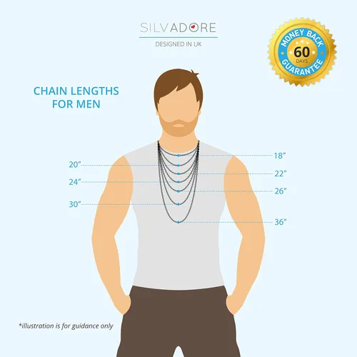 Vista 5 de Silvadore Collar de cadena con cable de bola de cuerda para hombre, eslabones de placa de identificación de perro, tono de acero inoxidable