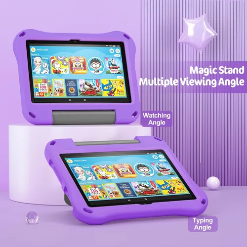 Vista 4 de DiHines - Funda para tablet de 8 pulgadas, no apta para iPad de Samsung de 8 pulgadas, ligera, a prueba de golpes, apta para niños, con soporte