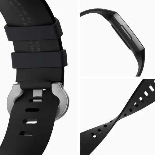 Vista 6 de Spigen Ajuste de silicona diseñado para Fitbit Charge 4 (2020) / Charge 3 (2018) Band - Negro