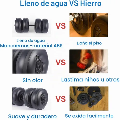 Vista 7 de Water Filled Dumbbells Set - Water Filled Weights - Portable Travel Weights - Adjustable Dumbbells Negro: 4~32 Lbs Par