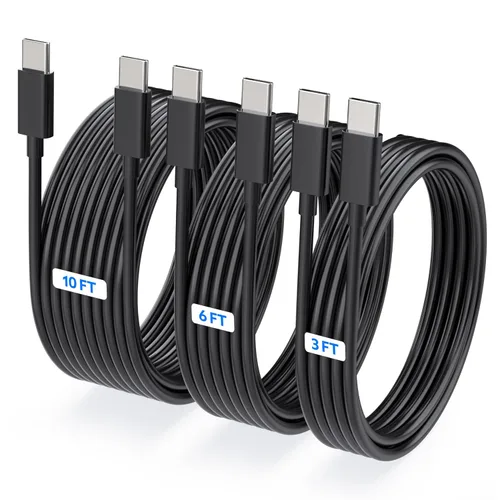 Vista 10 de Paquete de 4 cables de carga rápida USB C a USB C de 60 W (6 pies, 6 pies, 10 pies, 10 pies) Type C to C Charger Cord Compatible with iPhone 17