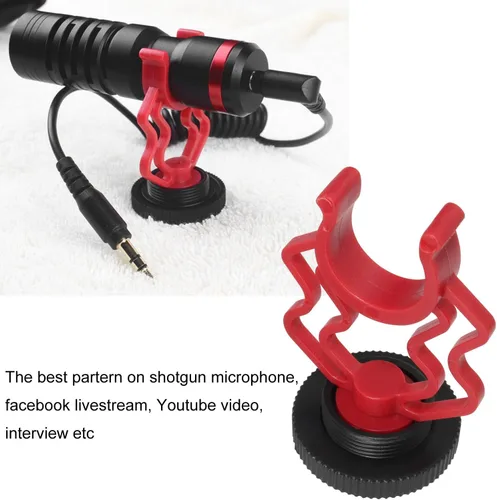 Vista 5 de Soporte de choque para micrófono de video externo LUORNG 2 piezas en cámara micrófono soporte de montaje con zapata fría de 1/4 pulgadas para RODE
