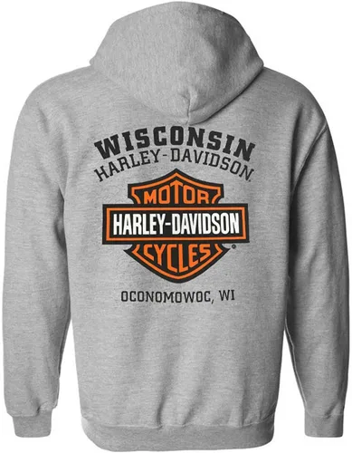Vista 2 de Harley-Davidson - Sudadera con capucha para hombre, diseño de Bar & Shield, color gris
