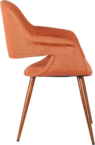 Vista 5 de Armen Living Silla de comedor Phoebe en tela naranja y acabado de madera de nogal