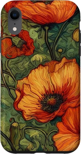 Vista 24 de iPhone 16 Floral Van Gogh Style Poppy Flower Case