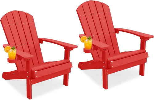 Vista 41 de YEFU Silla Adirondack de plástico resistente a la intemperie, sillas de patio con instalación fácil en 5 pasos, se ve exactamente como madera real