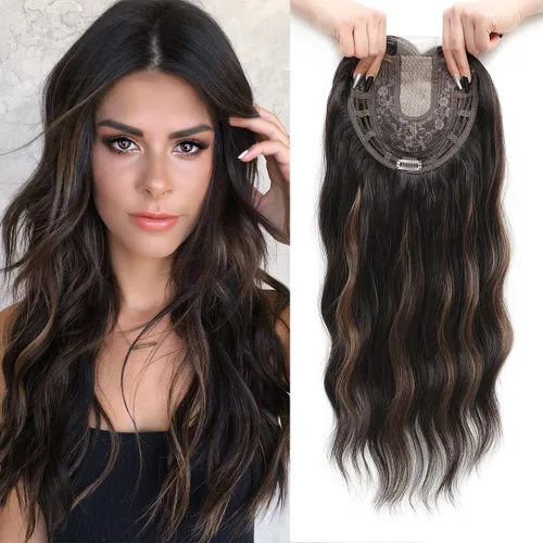 Vista 20 de PANEWAY Toppers de pelo de 7 x 7 pulgadas para mujeres con cabello fino, pelucas de 20 pulgadas para mujer, 1B