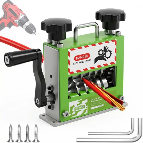 Vista 3 de Electric & Manual Wire Stripping Machine, 0.06"-0.67" Cable Stripper with 6 Channels 5 Blades, 35W All-Copper Motor Drill Powered Hand Crank Tool
