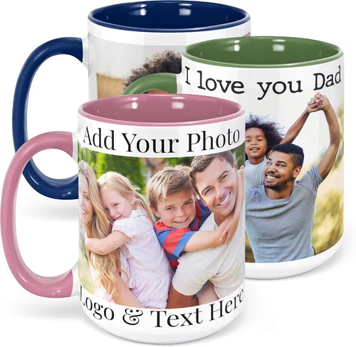 Vista 15 de Tazas de café con foto personalizada, 11 onzas, color negro con imagen, texto, regalos personalizados, taza de cerámica personalizada, gran regalo