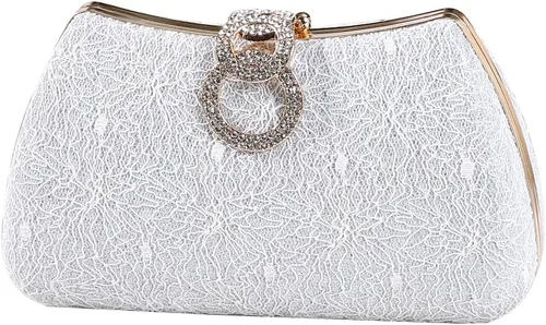 Vista 8 de Dreubea Bolso de noche de moda para mujer, bolso de embrague con cadena Champán