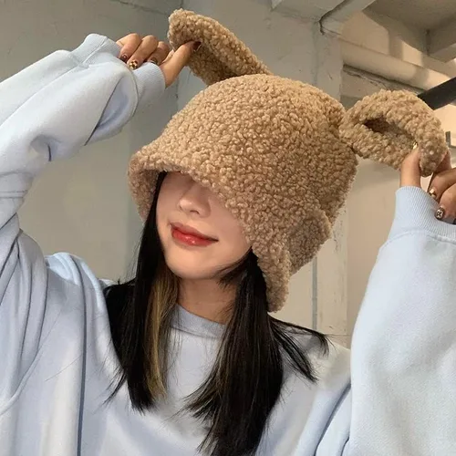 Vista 2 de RICHTRUE Bonitos gorros para mujer, gorros de conejo para mujer, accesorios Y2K, sombreros de ganchillo para mujer, gorro Kawaii