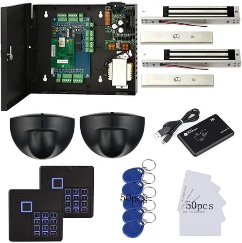 Vista 5 de Sistema de tablero de control de acceso de 1 puerta, cerradura electromagnética de 600 libras, botón de salida infrarrojo, botón de salida RFID