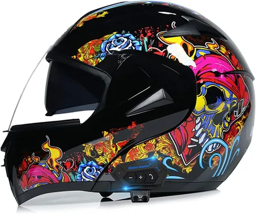 Vista 10 de Casco modular SDFGDFD Bluetooth, casco anticolisión de la motocicleta de cara completa ha obtenido la certificación DOT/ECE, casco de moto de cara