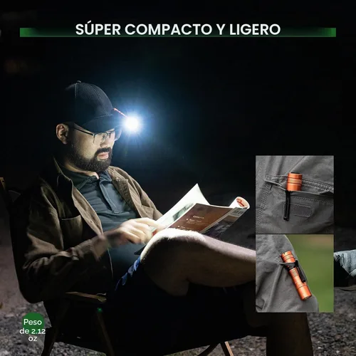 Vista 5 de Linternas Recargables 1200 Lúmenes Linterna EDC, Linterna de Bolsillo AA de Alto Lúmenes con Clip, Linternas Pequeñas Súper Brillantes, 4 Modos