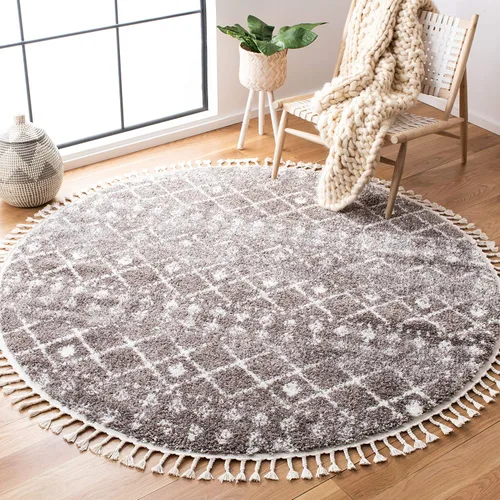 Vista 8 de SAFAVIEH Berber Fringe Shag Collection - Alfombra decorativa de 2 pies 2 pulgadas x 4 pies, color crema y azul, diseño, no desprende pelusa