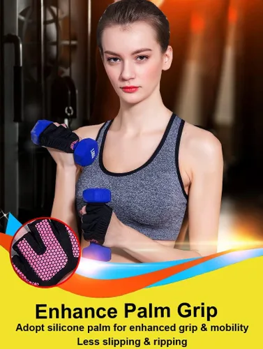 Vista 5 de SUJAYU Guantes de entrenamiento para mujeres y hombres, guantes de mano desnuda para levantamiento de pesas, agarres de peso para mujeres, guantes