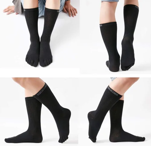 Vista 2 de VWELL Calcetines de Dedos de Algodón Atléticos para Correr de Cinco Dedos 3 Pares, Talla 7-11