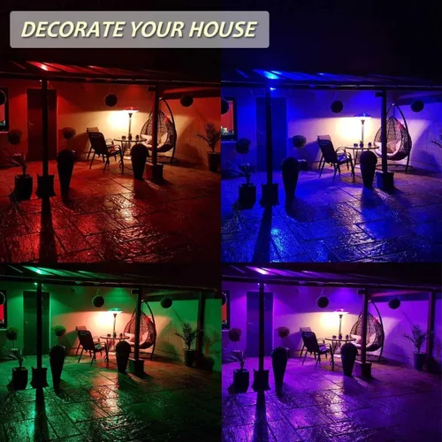 Vista 4 de Foco LED RGB de 10 W que cambia de color con control remoto, enchufe de cable de 5 pies, 4 modos de flash, regulable, IP 66 a prueba de agua