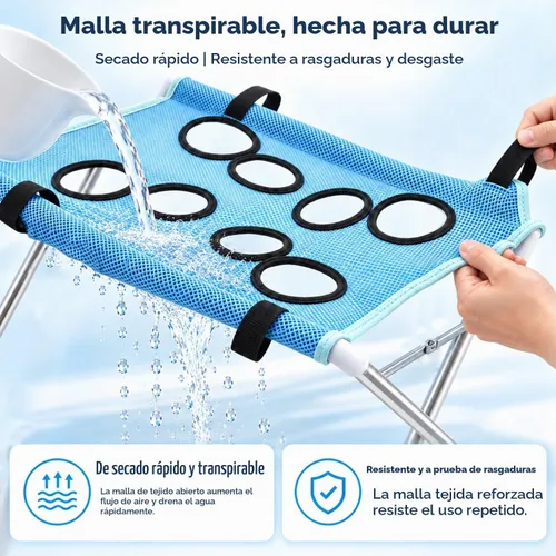 Vista 3 de Soporte de hamaca para aseo de perros, soporte plegable de baño para perros Negro