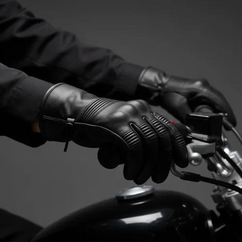 Vista 6 de Jackets 4 Bikes Guantes de cuero para motocicleta para hombres y mujeres, pantalla táctil, acolchado de gel, protección de nudillos y palma, guantes