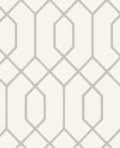 Vista 5 de Simple Shapes Papel tapiz geométrico hexagonal gris claro, despegar y pegar, 2 x 9 pies, individual