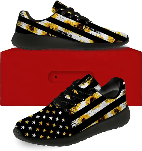 Vista 2 de Zapatos de girasol para mujeres y hombres tenis para correr cómodos deportes caminar tenis flores regalos para niño y niña