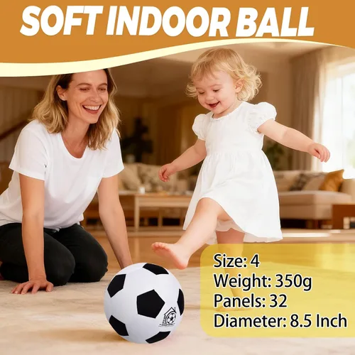 Vista 2 de Tamaño 4 Balón de Fútbol de Tela Suave Seguro Silencioso para Interior para Jóvenes, Balón Ligero para Entrenamiento en Casa para Driblar y Hacer