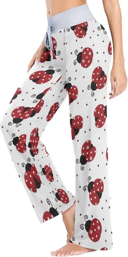 Vista 3 de Pantalones de pijama cómodos y holgados para mujer, con cordón ajustable, pantalones de pierna ancha Palazzo
