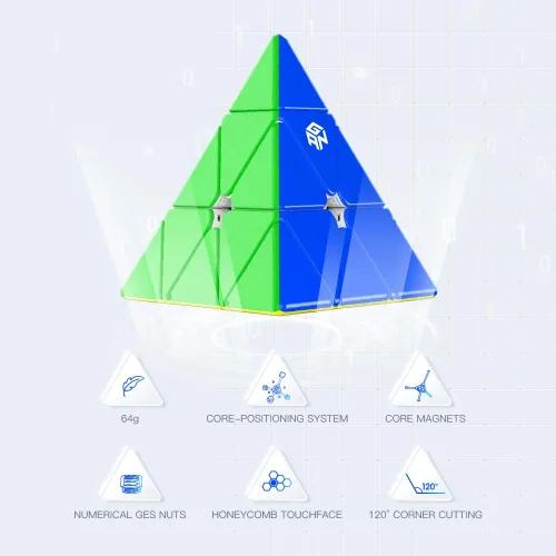 Vista 6 de GAN Pyraminx - 60 imanes, pirámide magnética de velocidad, rompecabezas triangular, sin calcomanías, cubo GES+ (revestimiento UV, mejorado)