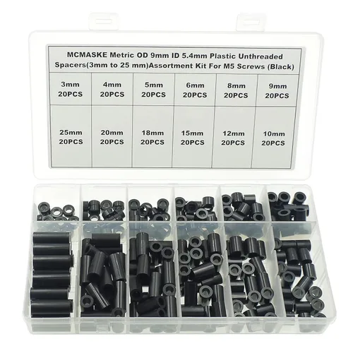 Vista 8 de Espaciadores roscados no roscados de plástico métrico DE 7 mm DI 3.2 mm (de 2 mm a 30 mm) Kit de surtido para tornillos M3;Espaciadores