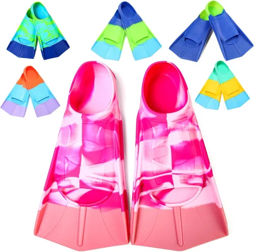 Vista 26 de Aletas de Natación para Niños, Aletas Cortas Cómodas para Natación de Vueltas y Entrenamiento para Niños, Niñas, Niños, Principiantes