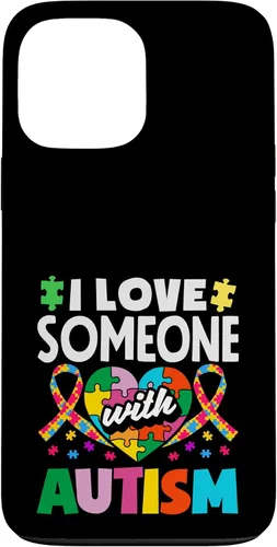 Vista 24 de Love Someone with Autism Awareness Puzzle Piece Ribbon Case for iPhone 16