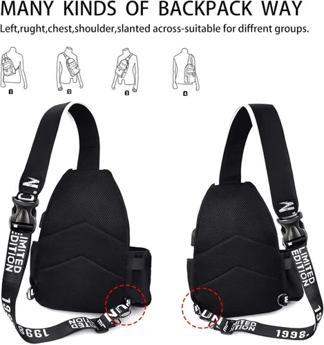 Vista 3 de Junlion Bolso bandolera bandolera para hombre y mujer, multiusos, para el pecho