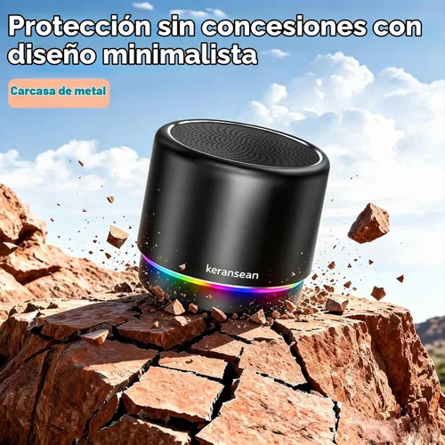Vista 5 de Altavoz Bluetooth portátil 5.4, mini altavoz, duración de la batería de 12 horas y micrófono de reducción de ruido, cubierta de metal